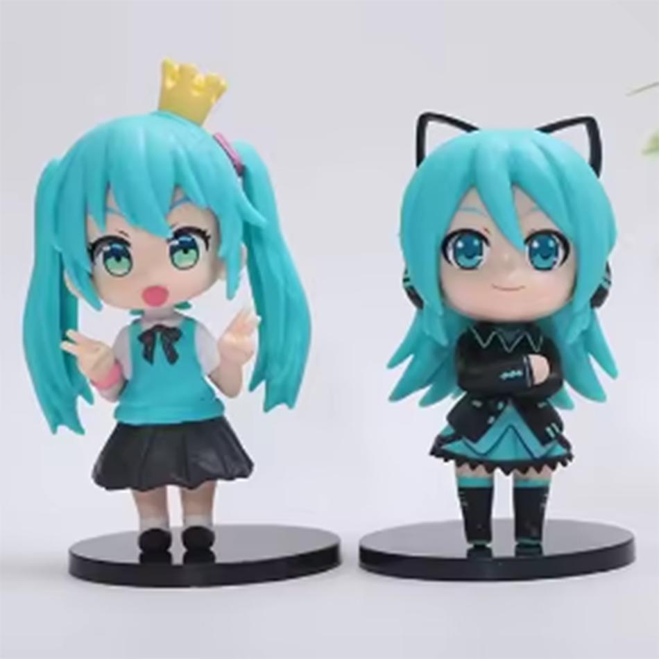 Anime New Hatsune Miku Figure Mini Character Ornaments Kawai Pink Green Hatsune Home desk Decoration Adult Toy kid Birthday Gift