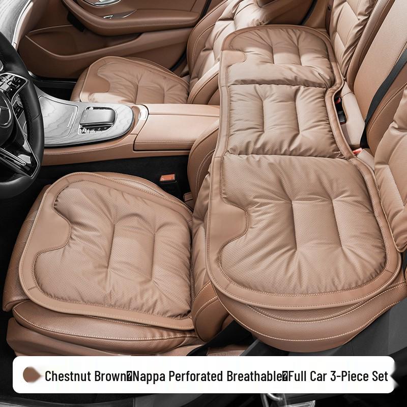 Luxury Nappa Leather Non-Slip Car Seat Cushions for Five-Seater - Thickened Design for Front and Rear Seats