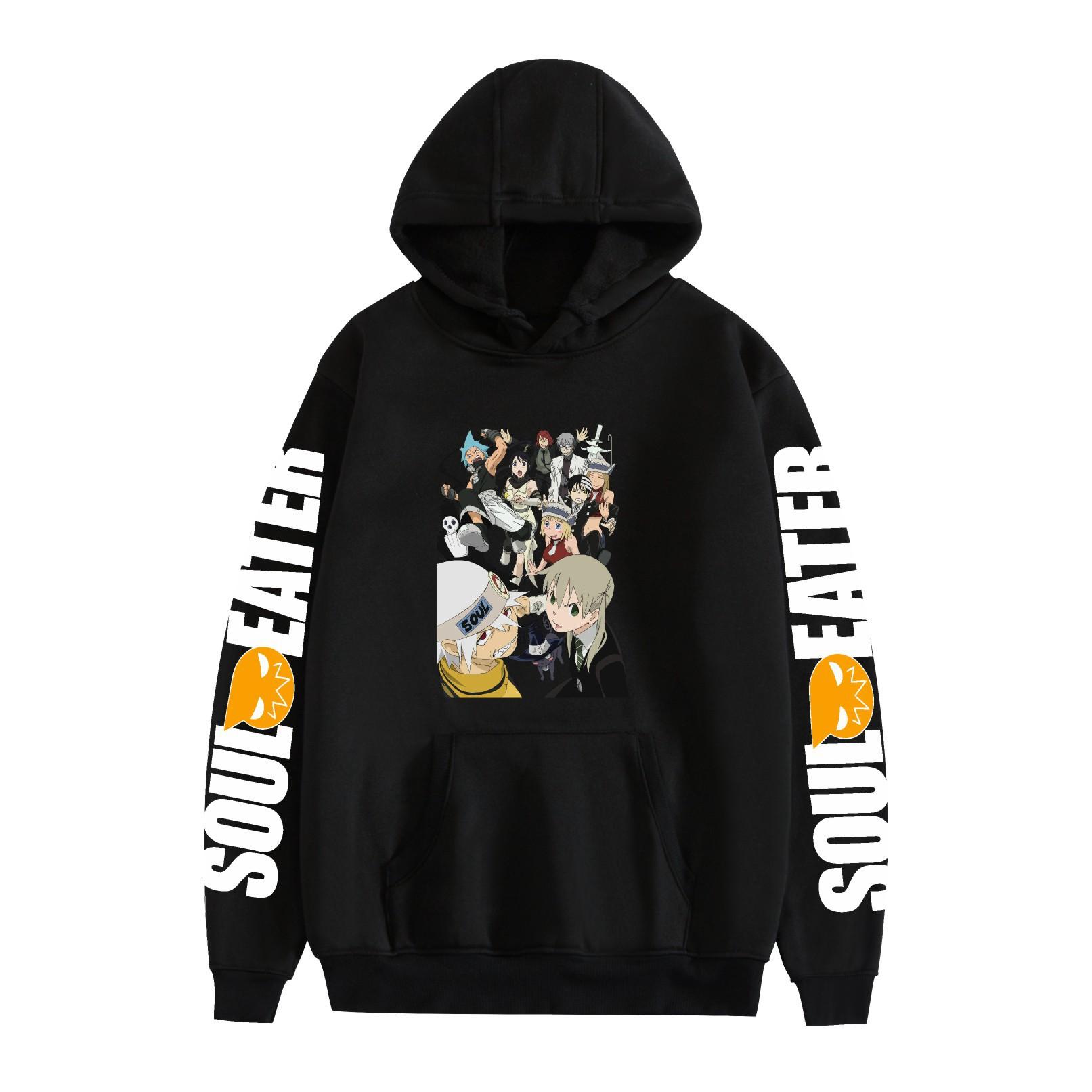 

Soul Eater Anime Graphic Printing Autumn Winter Fleece Hoodie S чёрный