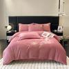 Winter Warm Milk Velvet Embroidered Four-Piece Anti-Static Double-Sided Fleece Bedding Set