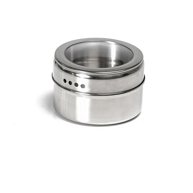 Magnetic Spice Jar Set with Labels Stickers Stainless Steel Base Spice Container Organizer Pepper Seasoning Pot Sprays Tin