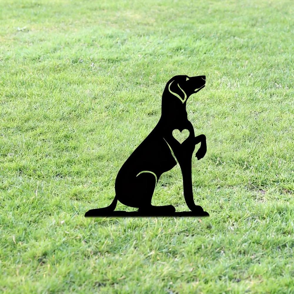 Optimistic Hound Garden Stake Iron Art Silhouette Metal Yard Sign Courtyard and Outdoor Garden Decoration for Pet Commemoration