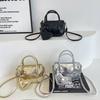 Mit Liebe Anhänger Silber Handtasche Leder Satteltasche Elegante PU Bowlingtasche Mädchen/Damen
