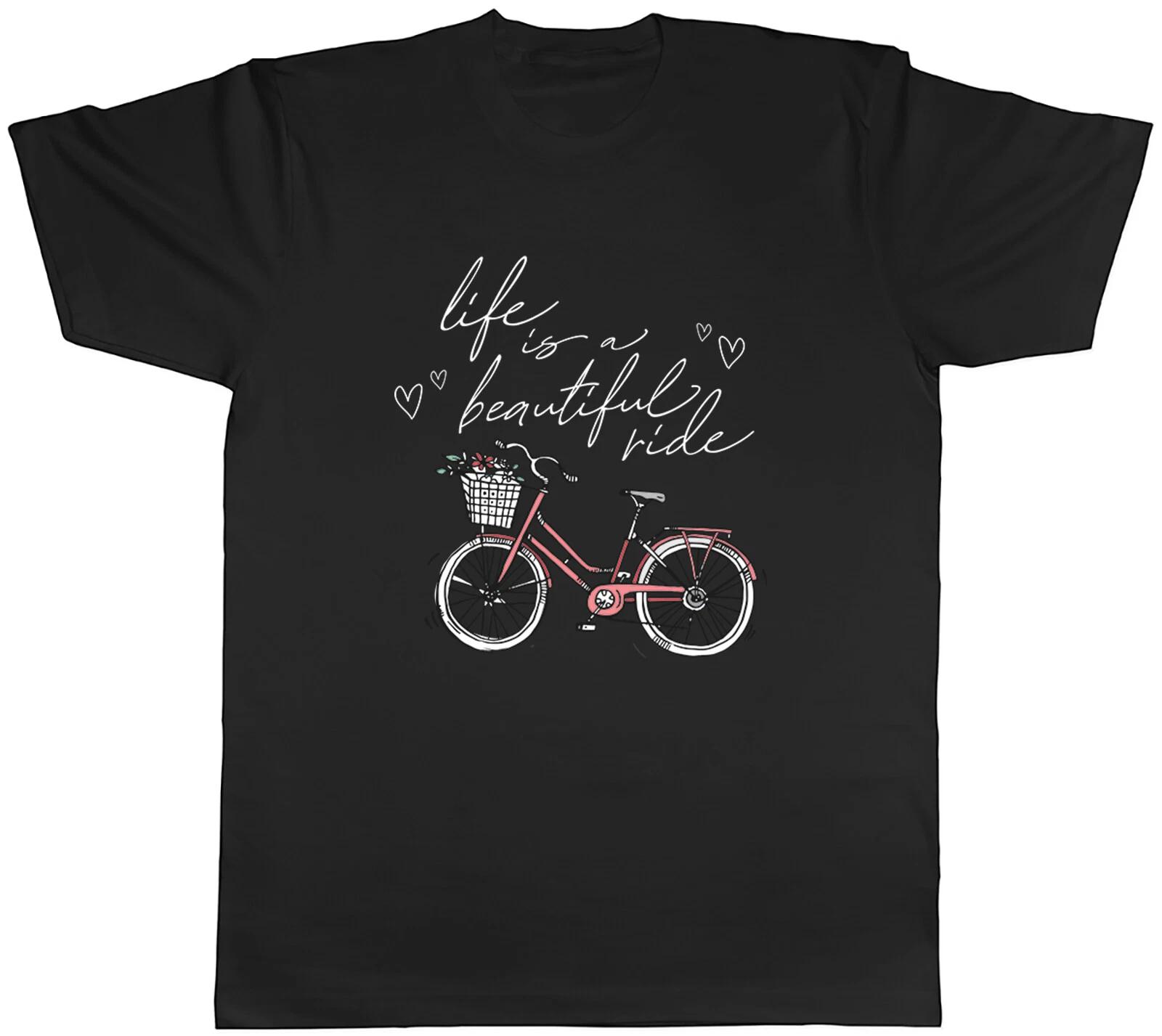 Bicycle Cycle Mens T-Shirt Life is a Beautiful Ride Tee Gift L