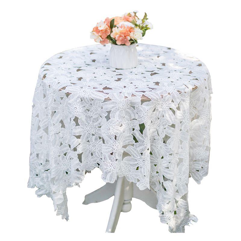 Coffee Table Tablecloth Internet Celebrity Lace Living Room Household Small Round Table Tablecloth Nordic Style Hollow Dining Table Cloth Cloth Round