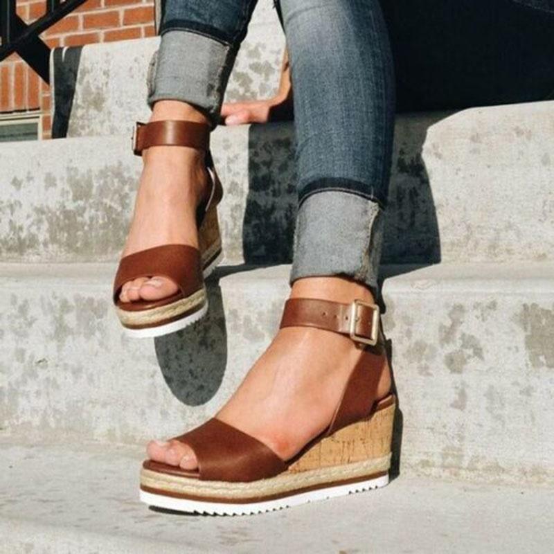 Elegant Women's Ankle Strap Open Toe Platform Wedges Sandals For Summer Comfort