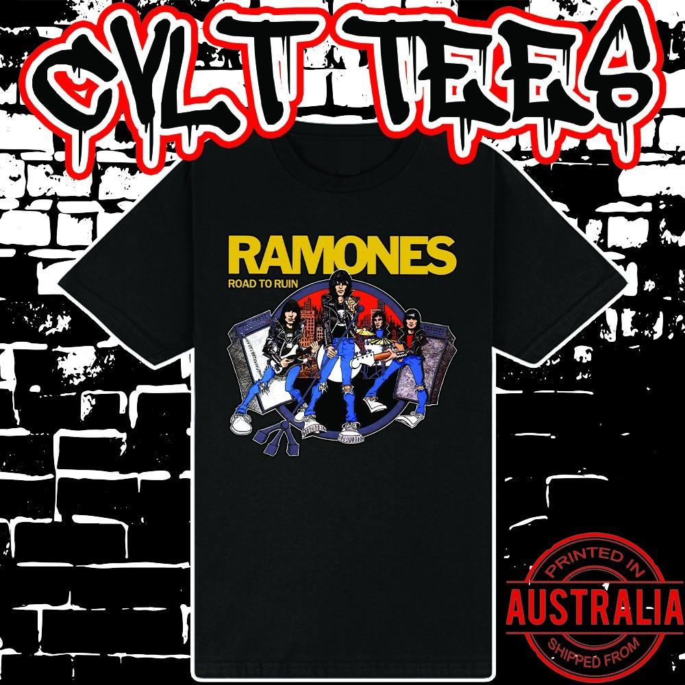 

Ramones Road to Ruin Band Tee ~ Premium Black Gildan Cotton Unisex T-Shirt XXXXL