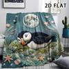 1Pc 2D FLAT Realistic Puffin Print Flannel Blanket,High quality Comfortable for All Seasons,Home Decor,Warmth and Comfort,Perfect for Christmas Gifts