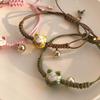 Fashion Cute Ceramic Cat Pendant Bracelet for Women Men Simple Lovers Red Rope Braided Adjustable Bracelet Jewelry Gifts