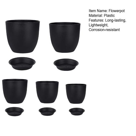 Flower Pot with Saucer Plastic Plant Pot with Drainage Holes Modern Decorative Planter