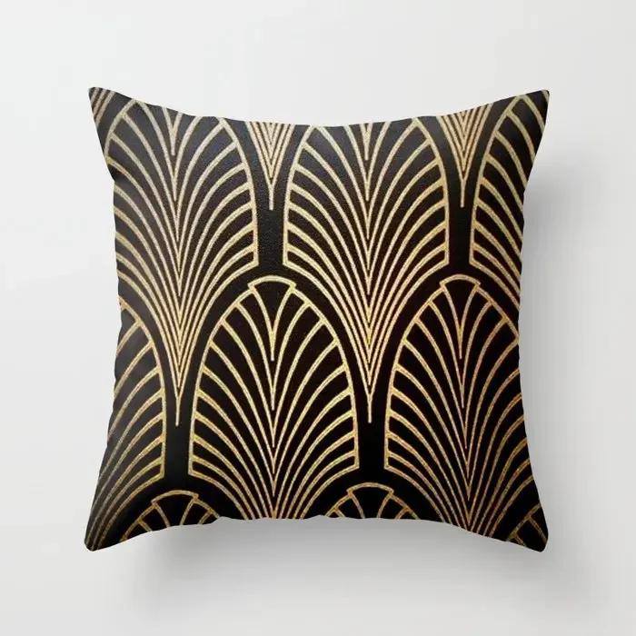 Brand New Gold Black Marble Geometric Cushion Covers Polyester Modern Decorative Throw Pillows Cover Sofa Car Seats Pillows Case