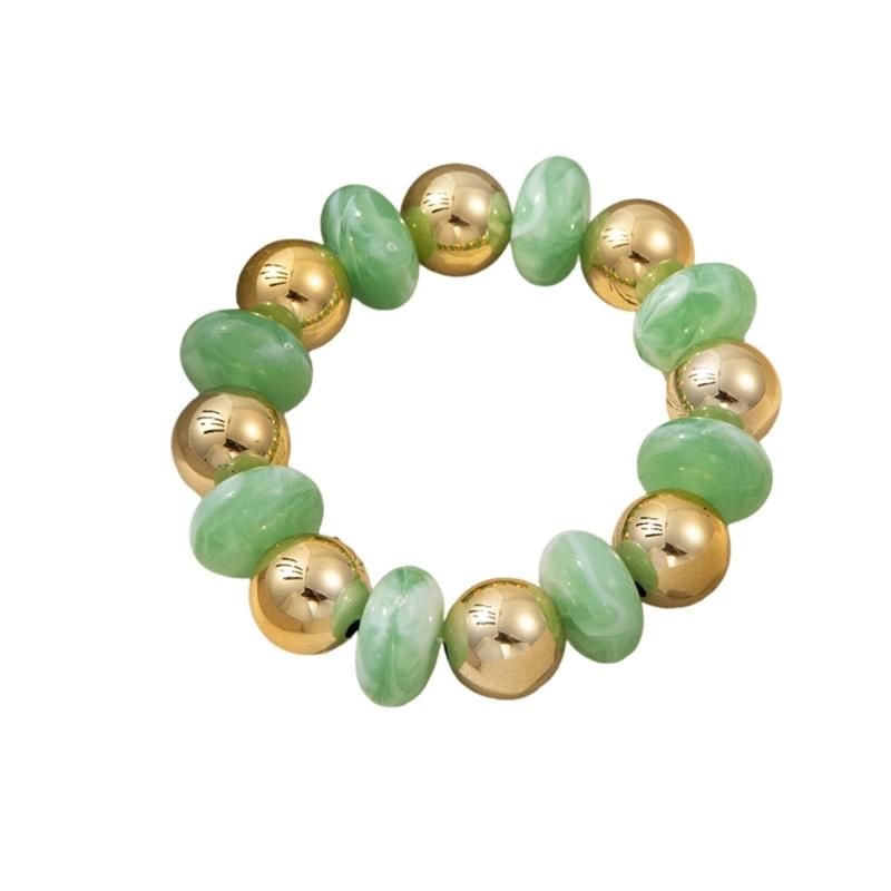 Vibrant Multicolor Acrylic Bead Bracelet Lightweight Waterproof Jewelry Wrist Chain For Everyday Wear & Party