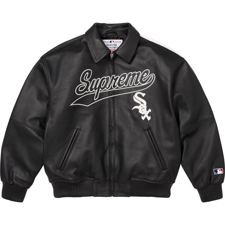 Supreme Chicago White Sox Leather Varsity Jacket Black