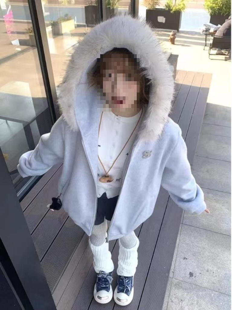 Guochao Fur-Collared Hooded Sweatshirt - Autumn/Winter Cotton Versatile Plus Velvet Outerwear for Students & Couples