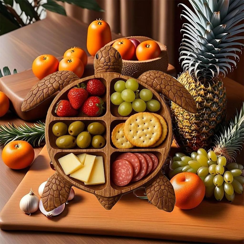 Tábua de Charcutaria, Bandeja de Servir de Madeira, Travessa Temática para Queijos, Snacks, Frutas, Decoração de Comida para Cozinha Doméstica, Presente para Amantes de Tartarugas e Frequentadores de Praia