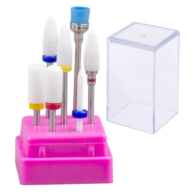 

7 шт., набор керамических сверл для ногтей, фрезы для маникюрных машин, аксессуары, фрезы, фрезы для педикюра для удаления гелевых бит