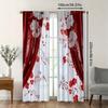 Set aus 2 eleganten roten festlichen Vorhängen mit luxuriösem Blumendruck für Esszimmer, Schlafzimmer, Wohnzimmer mit Stangentasche aus Polyester, ideal für