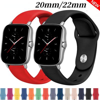 20mm/22mm Silicone Strap for Amazfit GTS 4/GTR/Balance 2/Active 2 Huawei GT6/5/4 Sports Bracelet Wristband Amazfit Bip 6-5 Belt