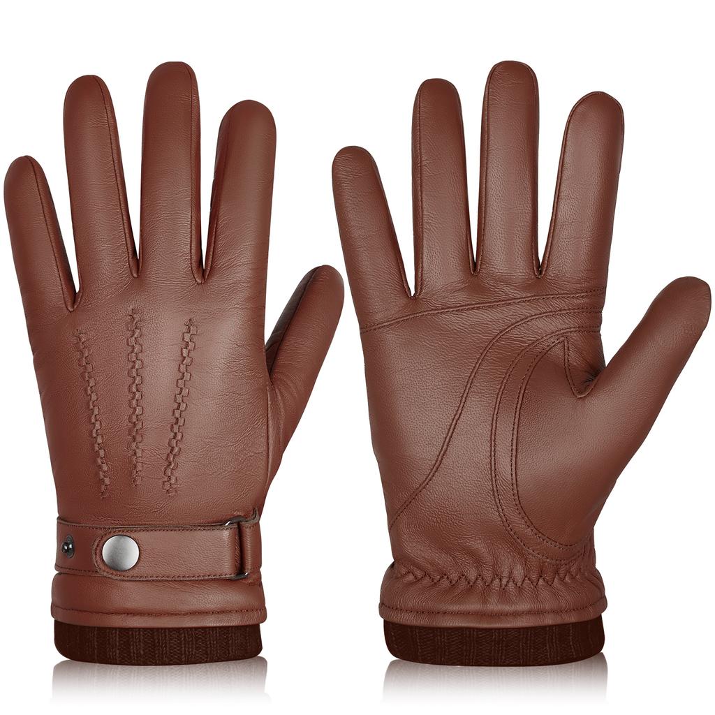 Gants en Cuir Véritable Peau de Mouton Hommes Femmes Hiver Chaud Doublure Cachemire Écran Tactile Gants de Sport pour Course à Pied Vélo Ski Conduite