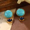 Turquoise Earrings Women's French Retro Niche Earrings Peacock Tassel Hollow Premium Earrings