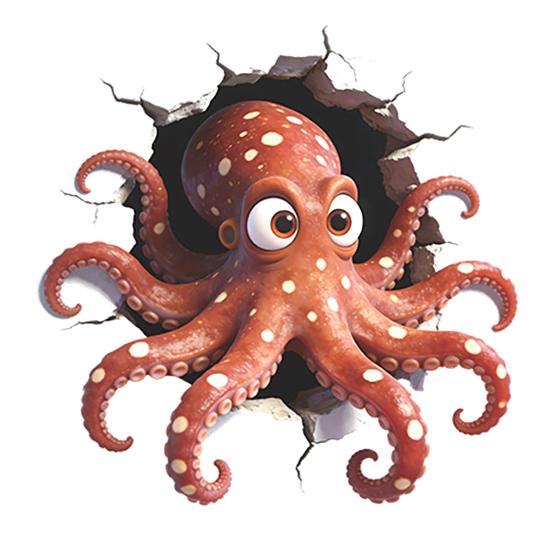 yangyizhi Octopus Toilet Seat Sticker, 3D Water Tank Waterproof PVC Cover Decal, Self-Adhesive Lid Decals for Bathroom