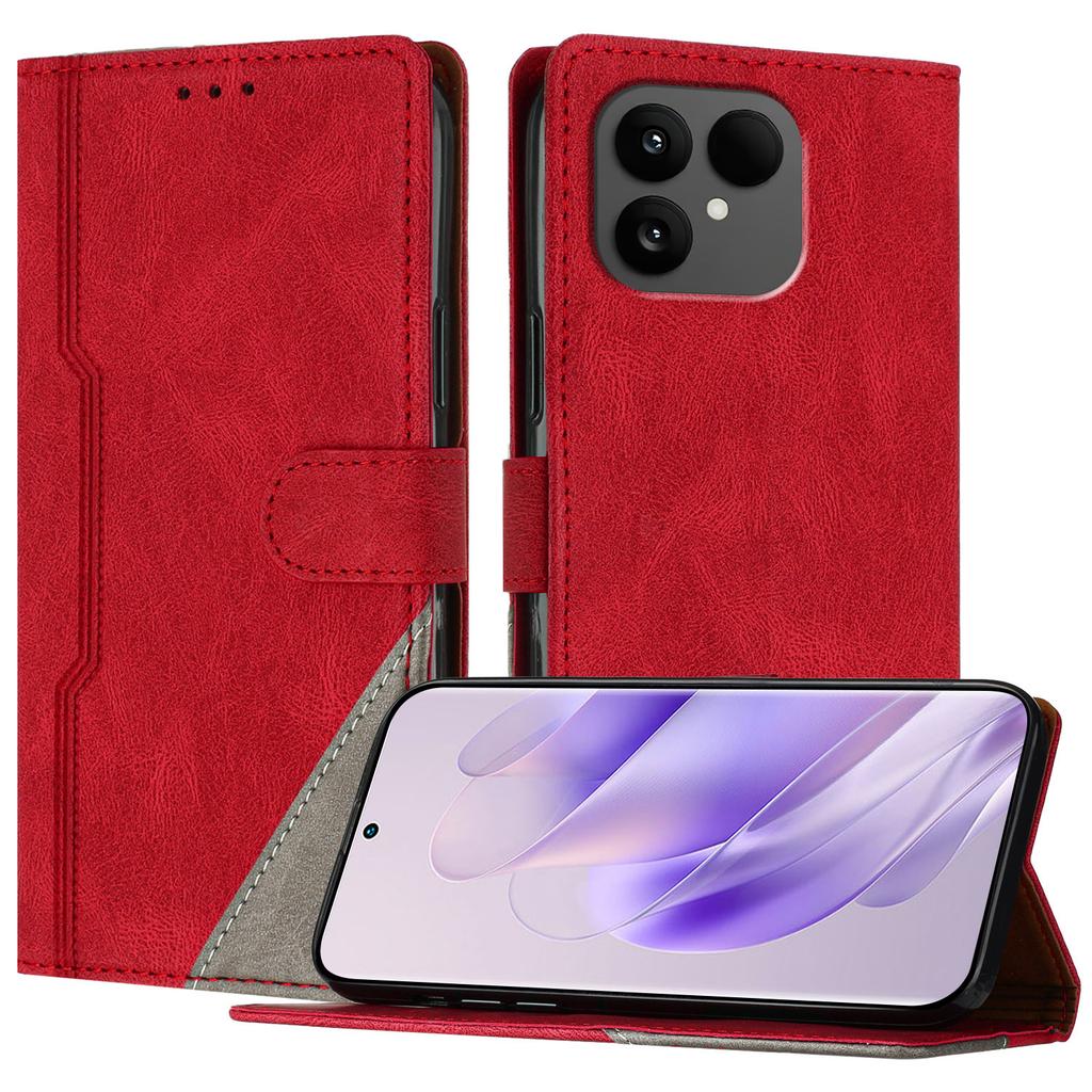 Pour Fairphone 6 Étui en Cuir Patchwork Triangle Portefeuille Support Housse de Téléphone Antichoc