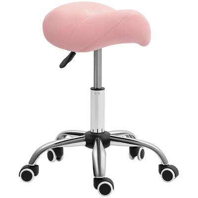Rollhocker höhenverstellbar 49-61 cm Arbeitshocker 360 Grad drehbarer Hocker Bürohocker für Büro, Salon, Massage, Spa, Rosa