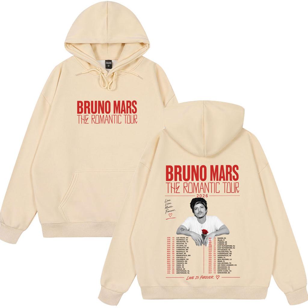 Bruno Mars The Romantic Tour Print Hoodie Man Woman Autumn Winter Aesthetic Trendy Vintage Sweatshirts