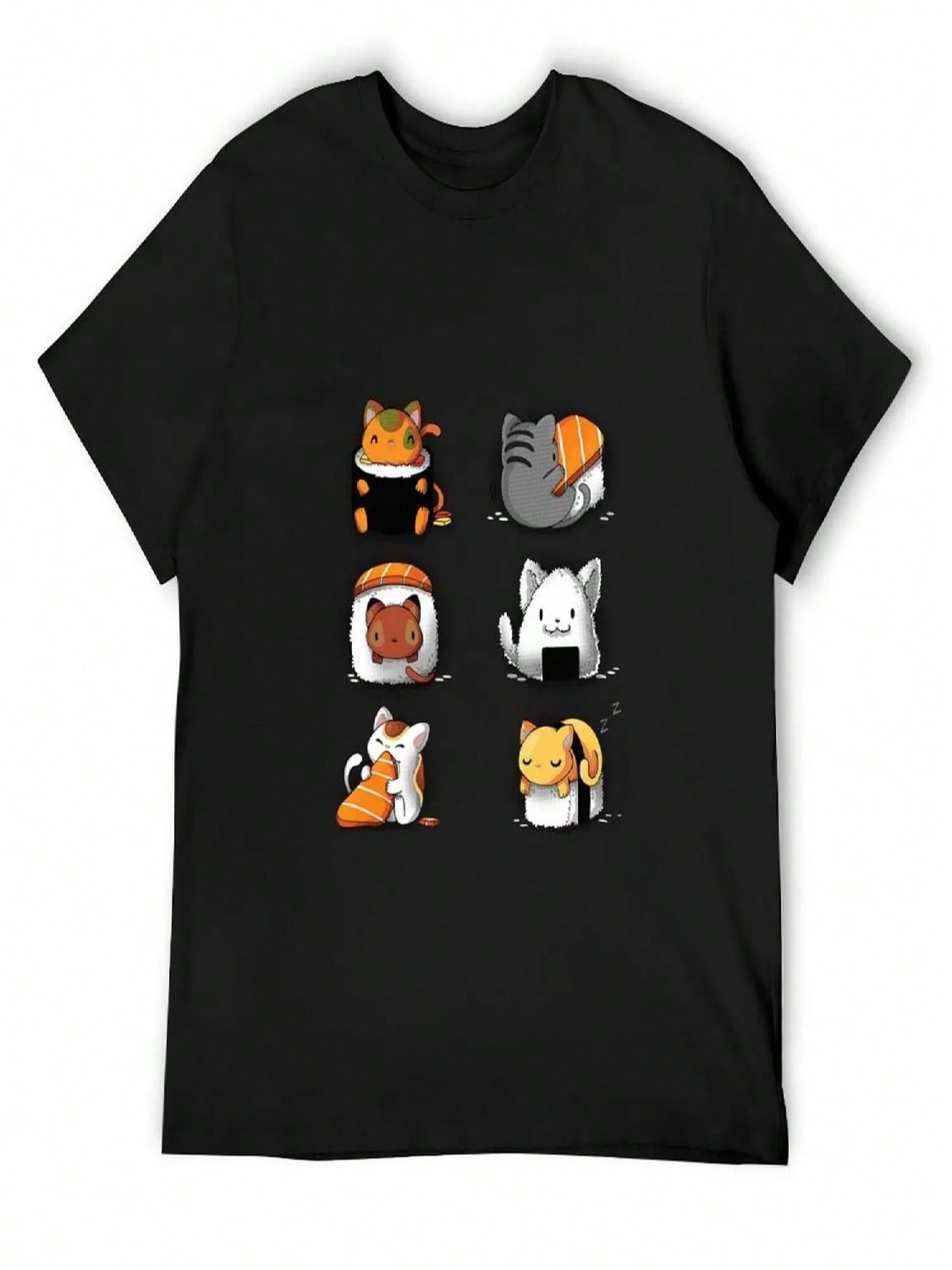 Cute Sushi Cats T-Shirt For A Boy Baggy Shirts Essential T Shirt Basketball Graphic Tees Plain T Shirts unisex S разноцветный