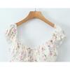 2025 Women's Cross-border European & American Lace-up Printed Smocked Camisole Vest