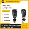 Genuine Leather Gear Shift Knob for Skoda Octavia, Superb, Kodiaq, Karoq, Kamiq, Scala with Automatic Transmission.