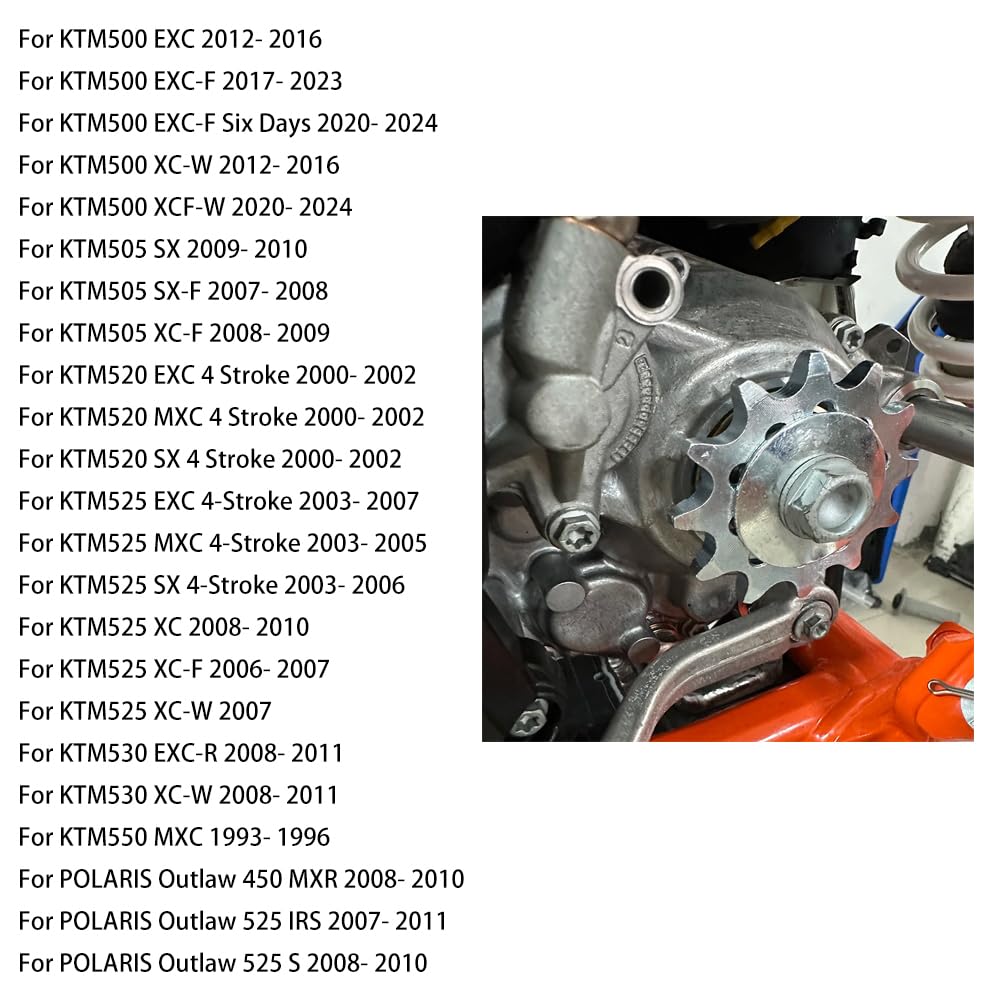 Motorcycle 520 Pitch 12T 13T 14T Tooth Front Sprocket Compatible with EXC SX XC F 125 200 250 300 350 400 450 550