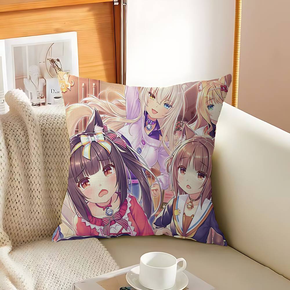 N-Nekopara Anime Cushion Cover Pillow Cover Decor Pillowcase Printed Cushion Case For Couch