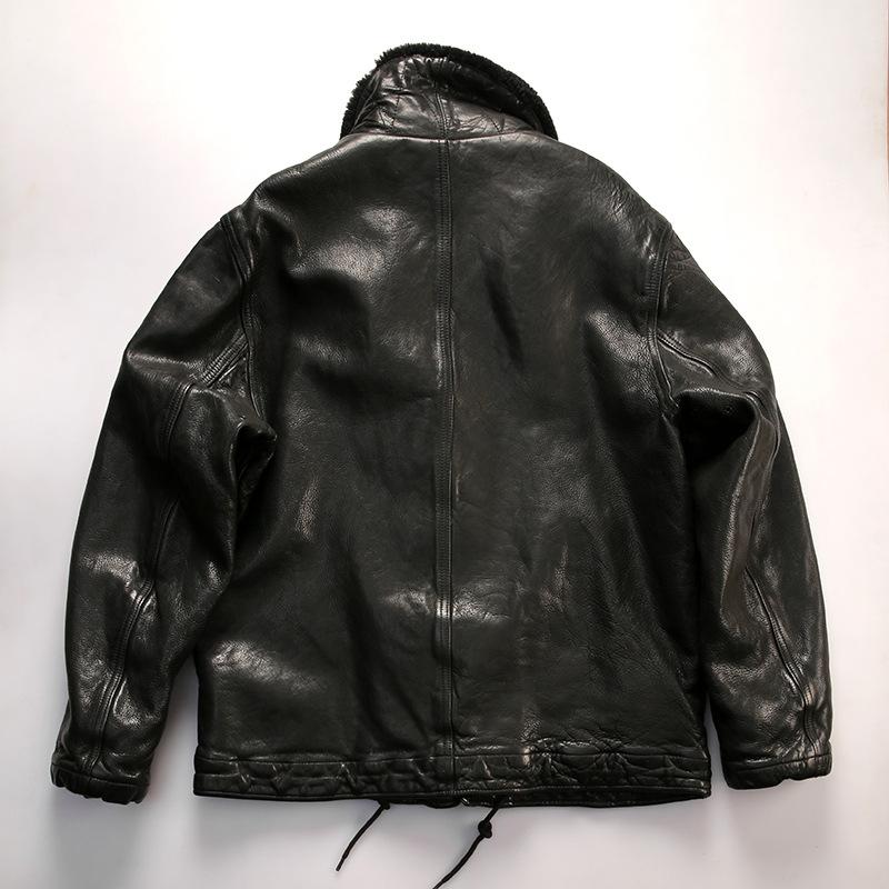 Vintage Ami Kaji American Deck Wear N Leather Leather Wear Men's Full Vegetable Tanned Goat Leather Cotton Wear Jacket