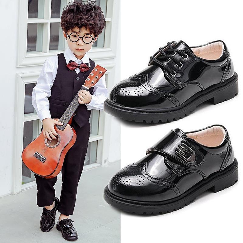 Children's Leather Shoes Spring Boys Black Dance Small Leather Shoes Wind Baby Elementary School Flower Girl Performance Shoes