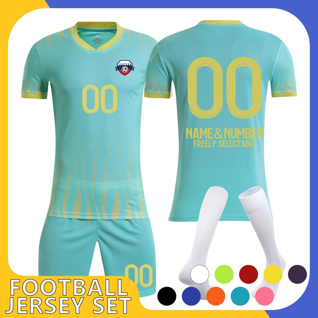 Customizable Soccer Jersey Set for Men Women Personalized & Number Breathable Quick-Dry Fabric &