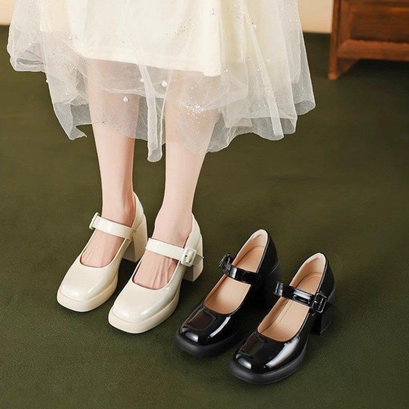 New Fashion Women Mid Heel Pumps 2024 New Women Shoes Classic Black Thick Heel High Heels Shoes for Work Ladies Shoes