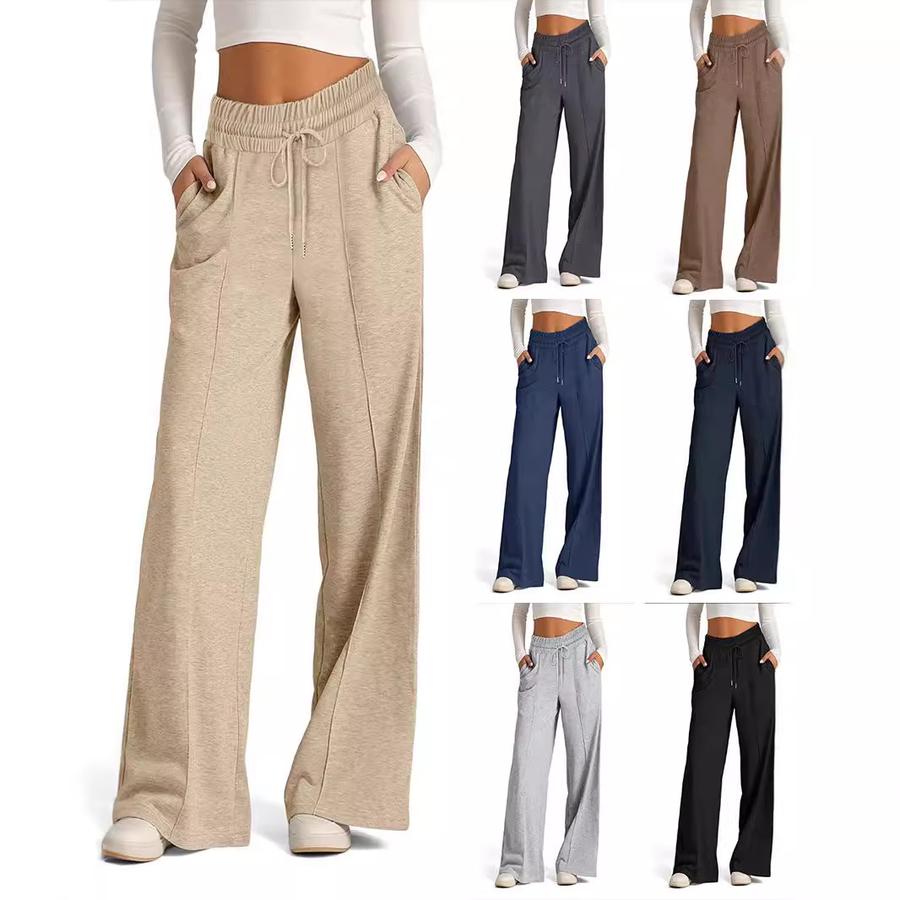 Nuovi Arrivi Autunno/Inverno Pantaloni a Gamba Dritta, Vestibilità Slim, Vita Alta, Svasati per Donna