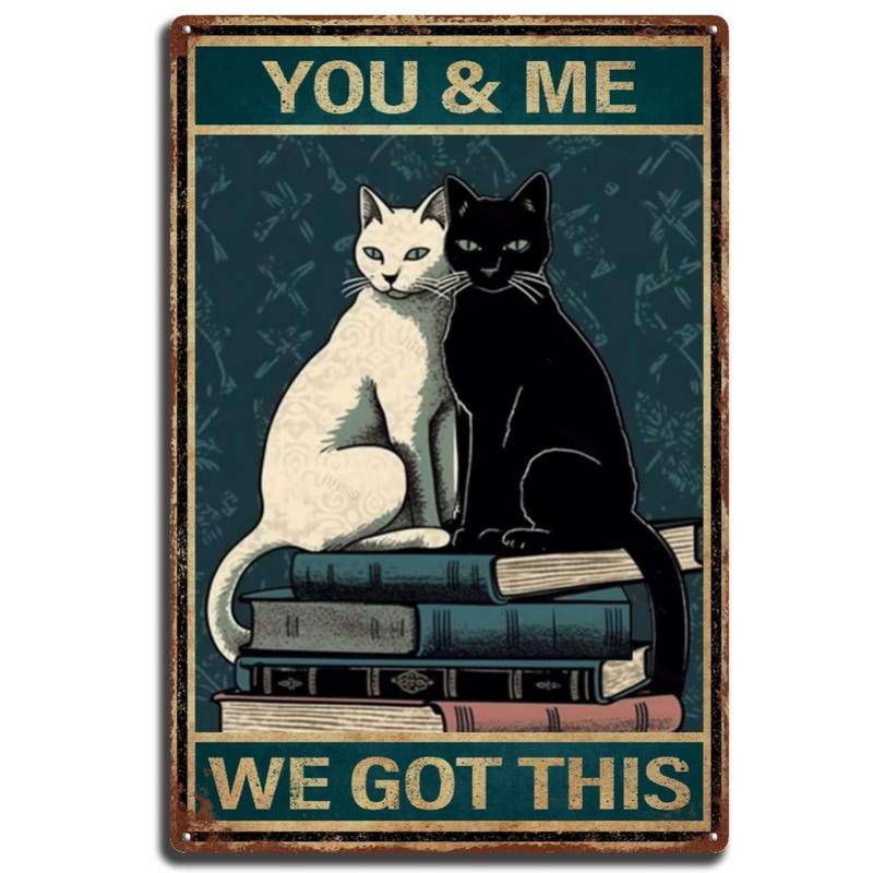 Couple Cat Metal Tin Sign Hotel Lobby Decoration Background Picture Bar Club Poster Home Living Room Wall Decor Animal Plaque