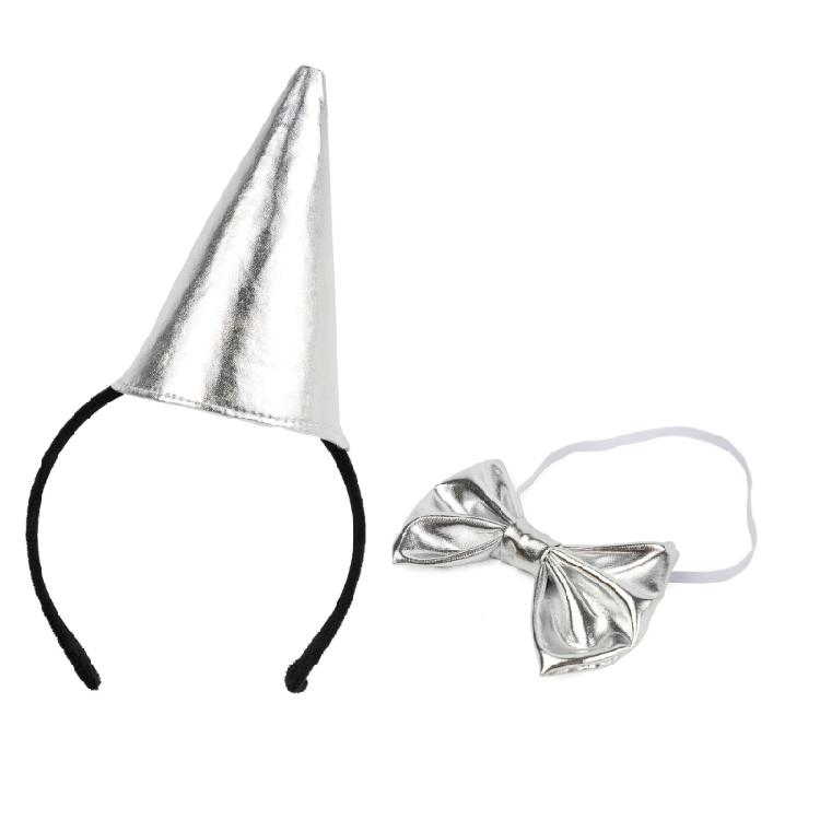 Tin Man Costume Hat Bowtie with Adjustable Band Roleplay Event Outfit For Adult Kids Halloween Event Stage Performances