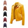 Women's Slim Fit Asymmetrical Zipper Leather Jacket with Turn-Down Collar - European Size