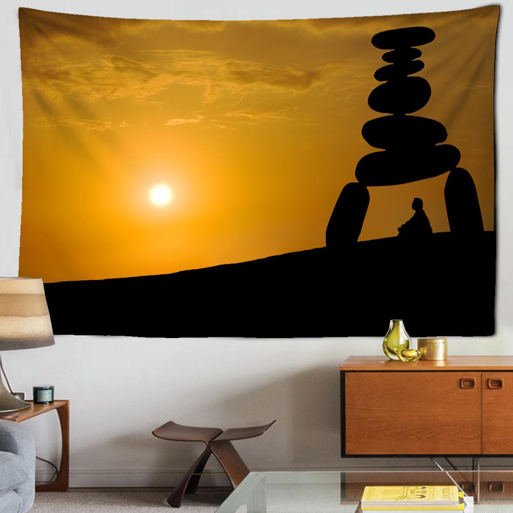 Buddha Wandteppich Blume Wandbehang Räucherkerze Buddha Statue Heimkunst Dekoration Schlafzimmer Wohnzimmer Hängevorhang