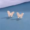 New Fashionable Simple Cute Pink Butterfly 925 Sterling Silver Personality Compact Earrings  E111
