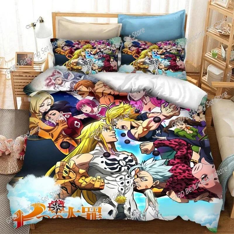 Comforter Anime The Seven Deadly Sins Bedding Set 3D Printed Suitable For Bedroom Kids Home Textile
