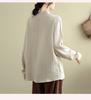 Cotton and Linen Large Size Retro Chinese Embroidered Long-sleeved Shirt Shirt Spring and Autumn Loose All-match Linen Blouse Women
