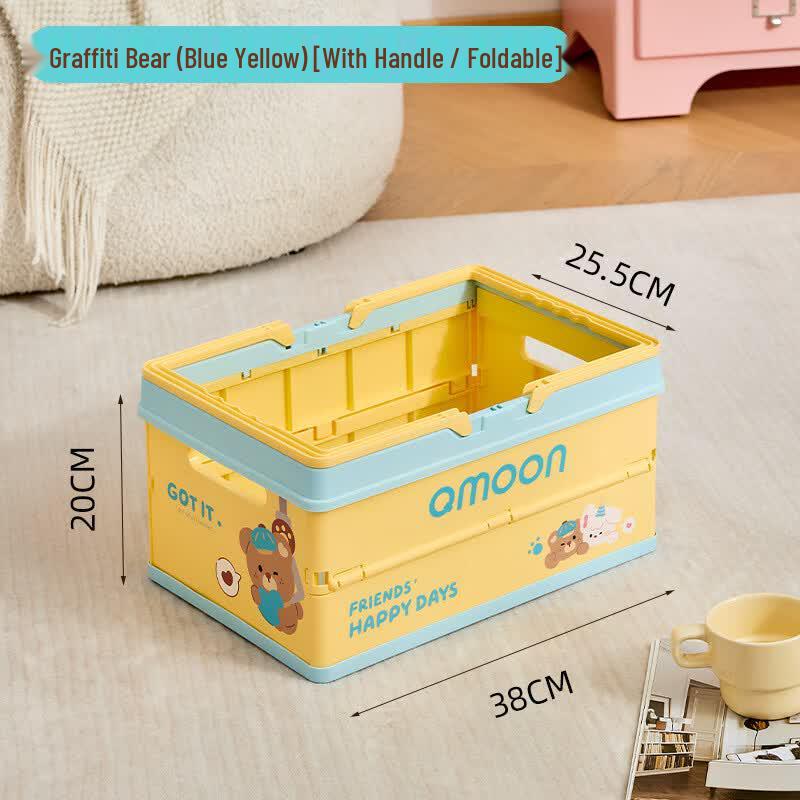 

Foldable UV Printed Cartoon Plastic Storage Basket with Handle