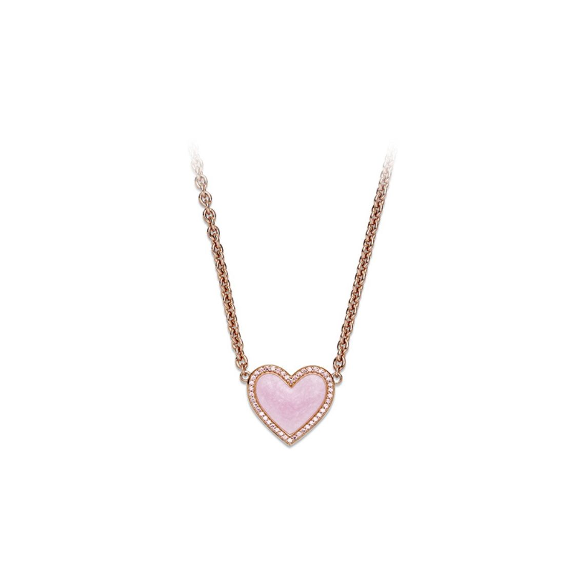 Pandora Rose Gold Pink Swirl Heart Pendant Necklace Women necklace 389279C01 Pink