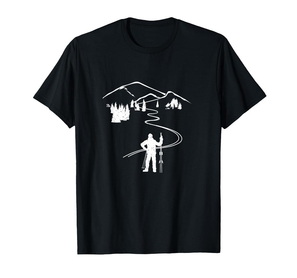 Skier Freerider Ski Lift for Skiing or Ski Touring T-Shirt