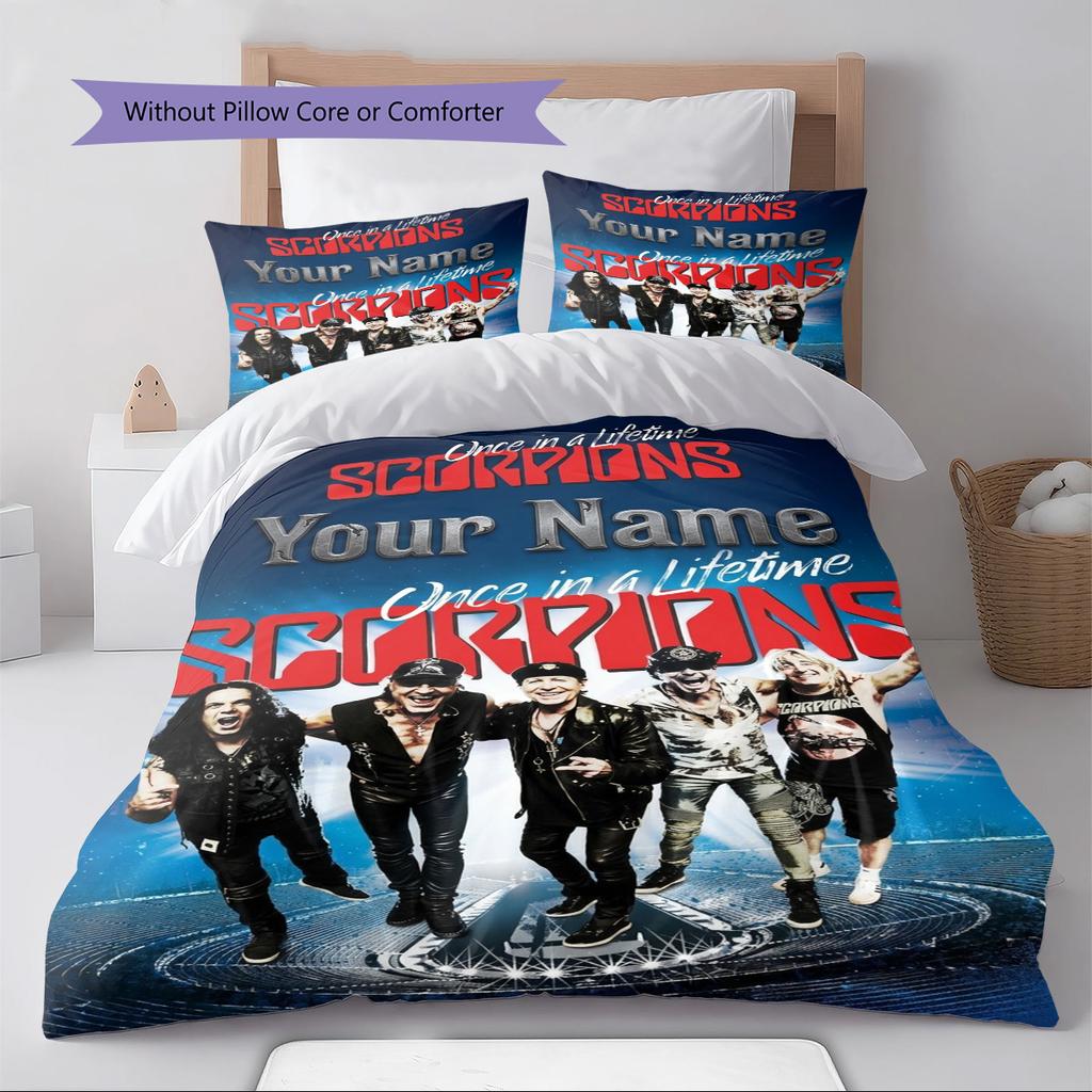 Name Custom Scorpions Pattern Bedding Set Quilt Cover Pillowcase Home Decor Gift (1 * Duvet Cover + 2 * Pillowcase, Without Core)