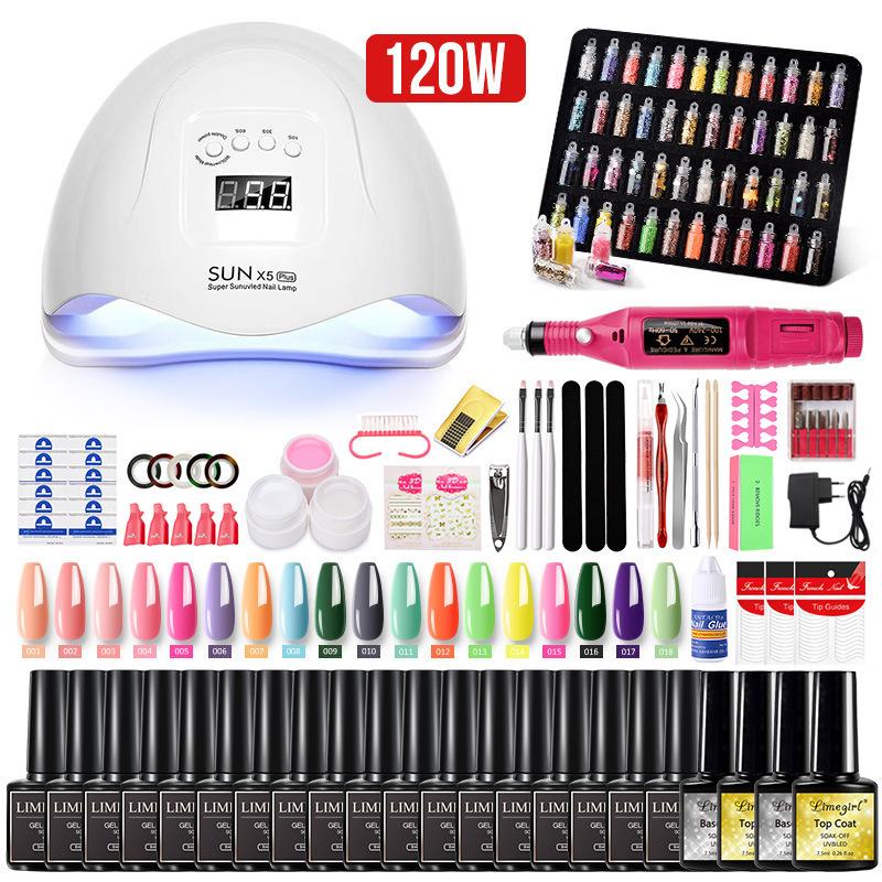 Professional Gel Nail Kit Full Set for Beginners – Quick-Dry Manicure Tools Starter Kit with UV/LED Lamp